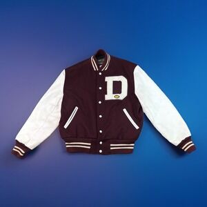 GOLDEN THREAD Brill Bros Milwaukee Wool Varsity Jacket 1960s Size 42